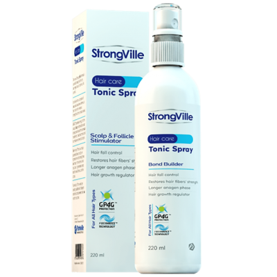 StrongVille Tonic Spray Anti-Hair Loss ( Caffeine + Ginseng Extract + Wheat germ Oil + Biotin + Vitamin E ) 220 ml